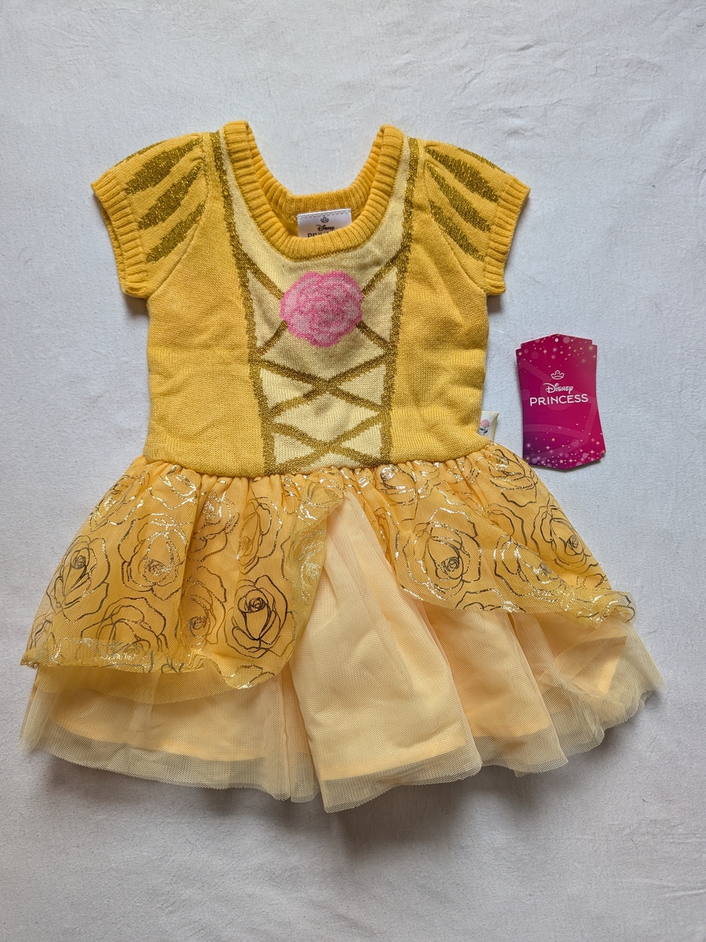 Disney Yellow Princess Rose Knit & Tulle Dress